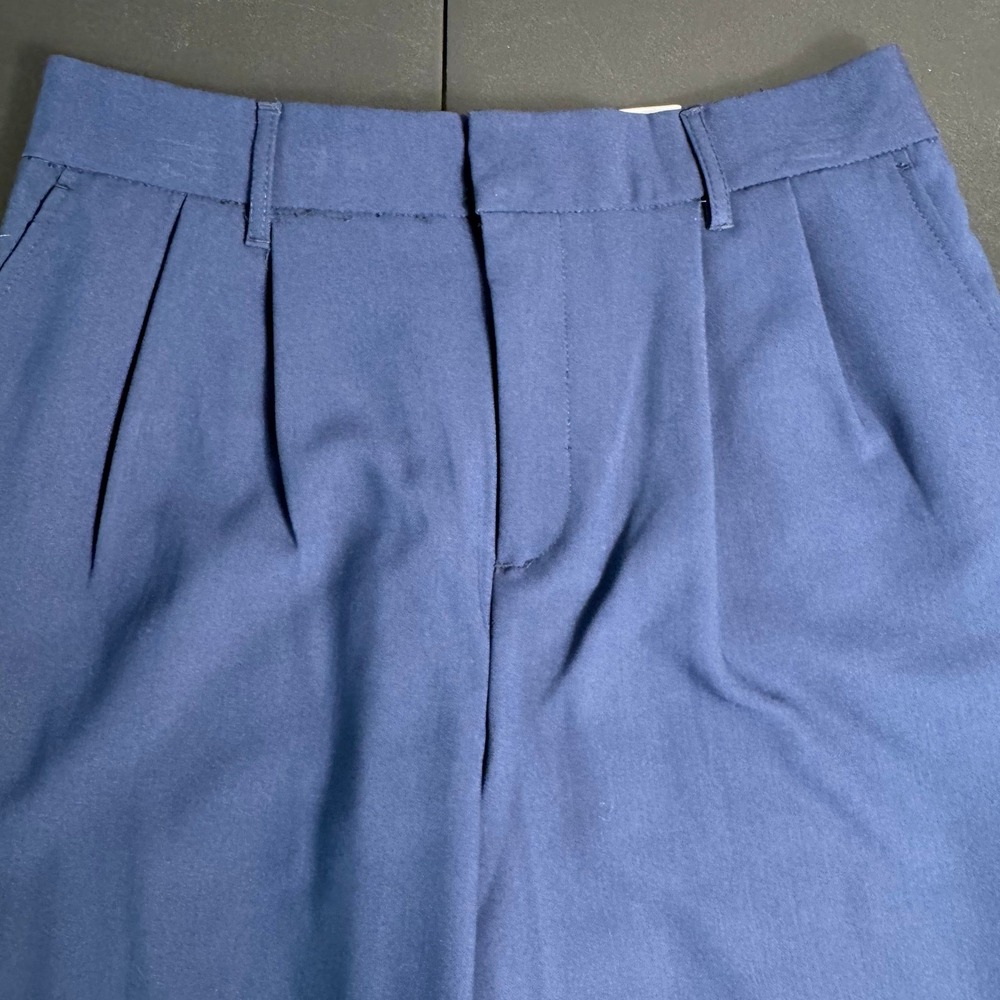 SO Womens High Rise Wide Leg Trouser Navy Blue Pleated Pants JG52X772RS Size L - Picture 3 of 9